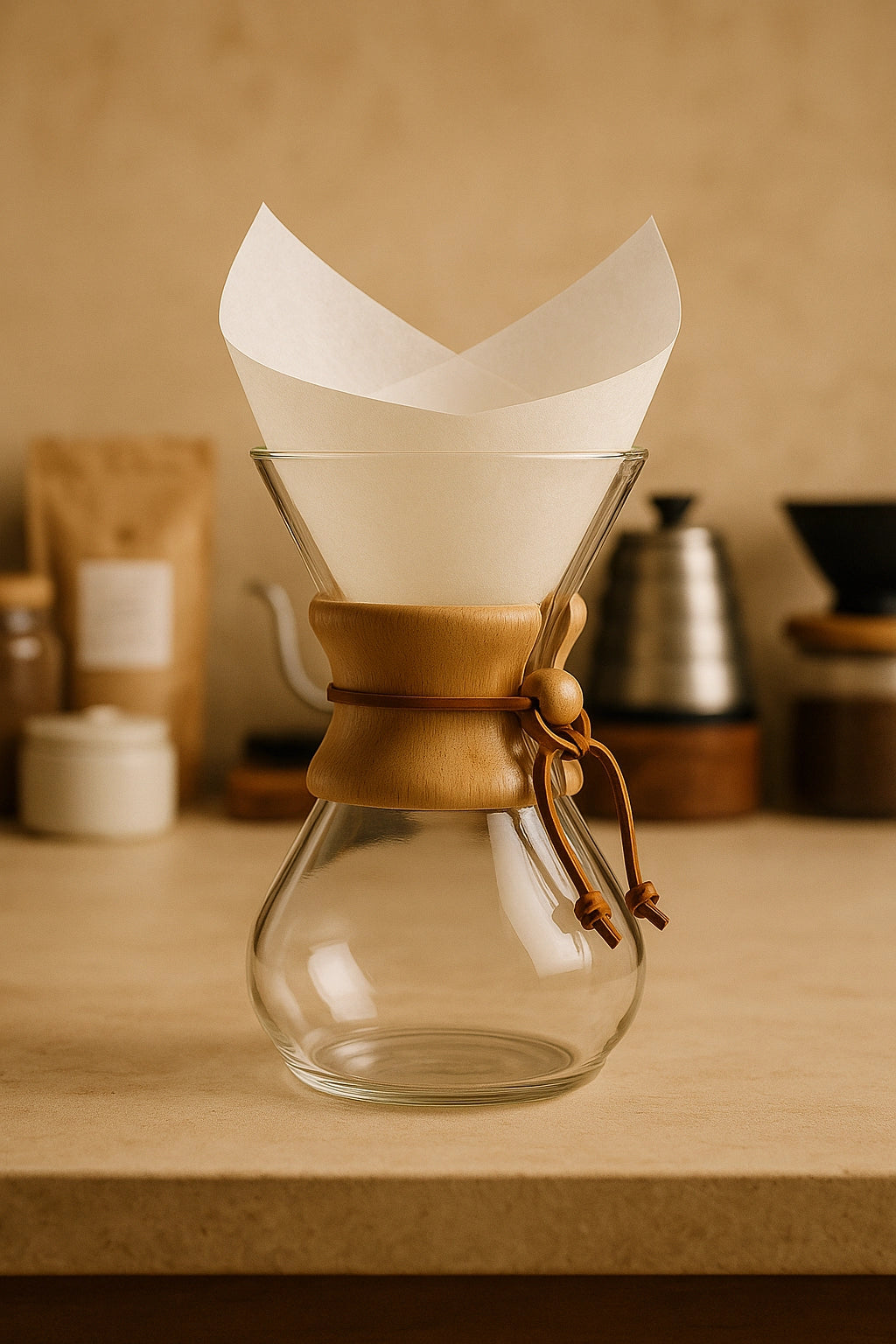 For best resultat: skyll filteret godt i varmt vann før bruk. Dette fjerner eventuell papirsmak og sikrer jevn ekstraksjon. Filterne passer til Chemex 6-, 8- og 10-kopps kaffetraktere, samt ChemAer.