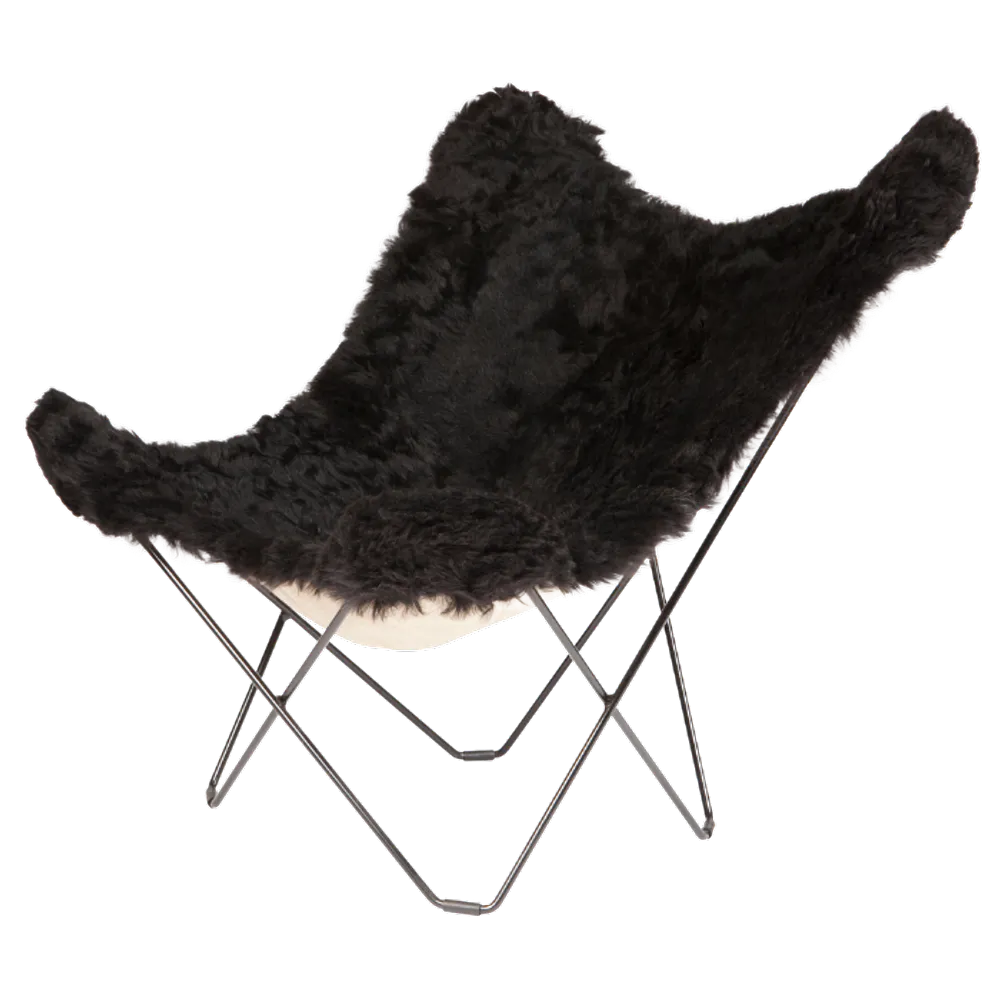 Butterfly stolen med sort klippet saueskinn fra Island