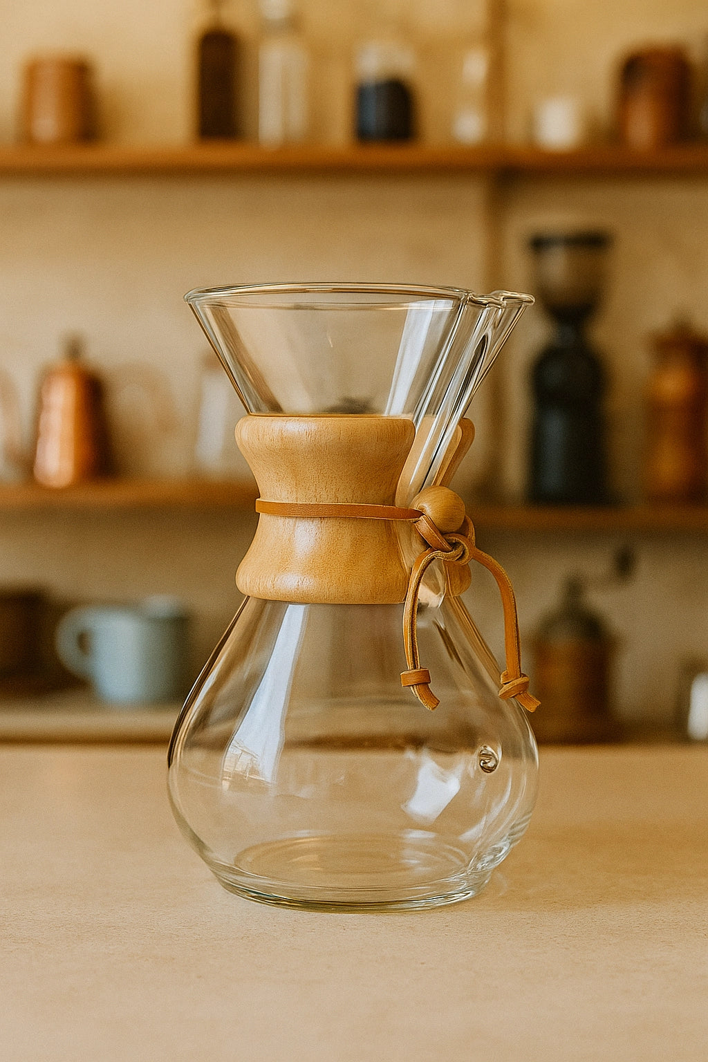 Chemex classic 6 kopper rommer 0,9 liter, perfekt til flere kopper kaffe.
