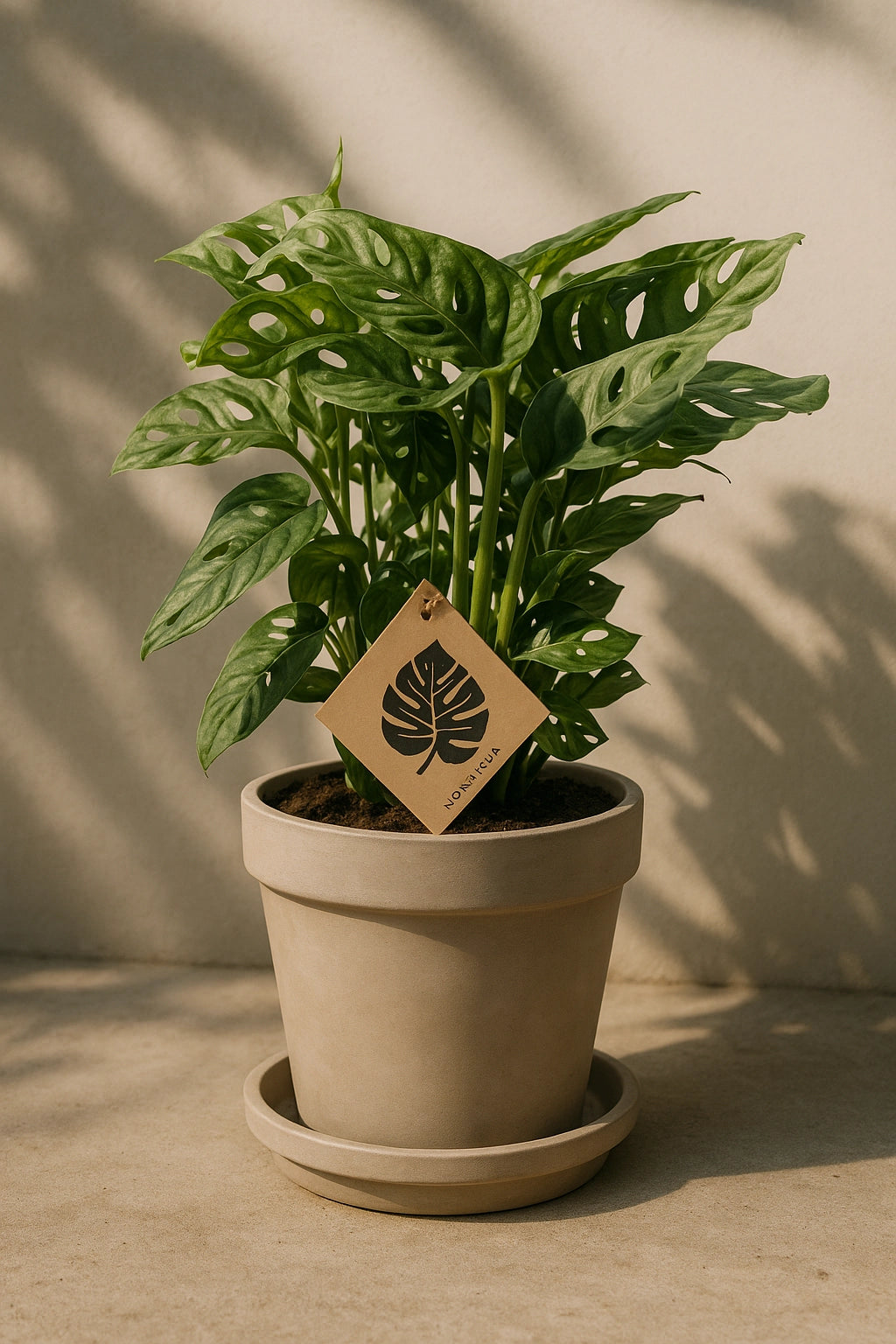 Monstera adansonii, ofte kalt Monkey Leaf, er en tropisk klatreplante med unike blader som naturlig utvikler åpninger – et botanisk fenomen kjent som fenestrering.